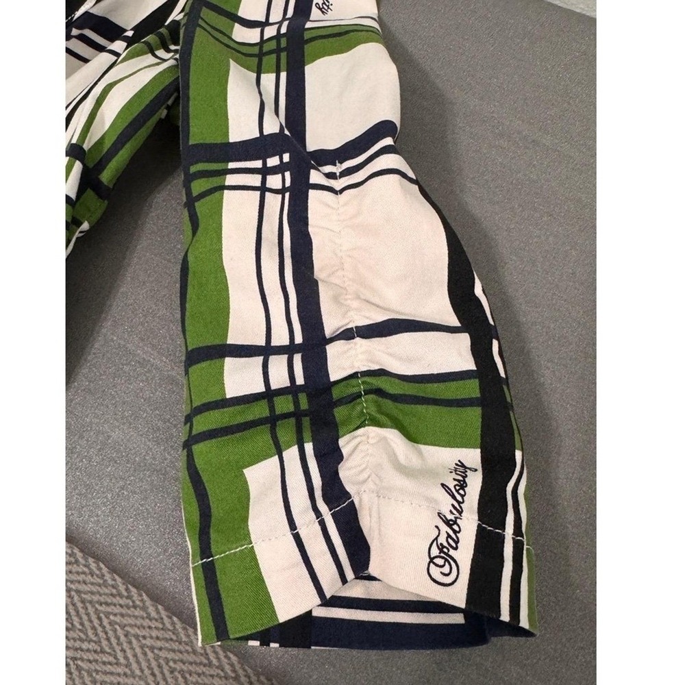Fabulosity Blazer Women's L Vintage Green Navy Plaid Button Cotton Stretch Y2K - Picture 5 of 10